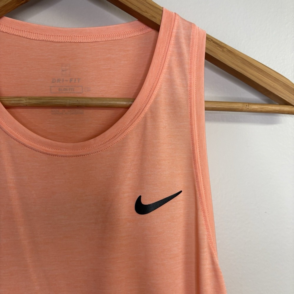 Nike Womens Tennis Dress Medium Salmon Pink Sleeveless Advantage Slim Semi Sheer - Picture 4 of 13